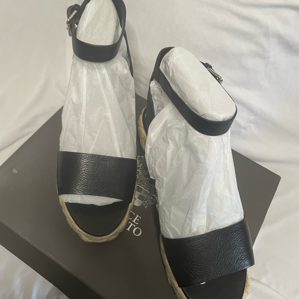 Vince Camuto Black Espadrille Sandals with Ankle Strap